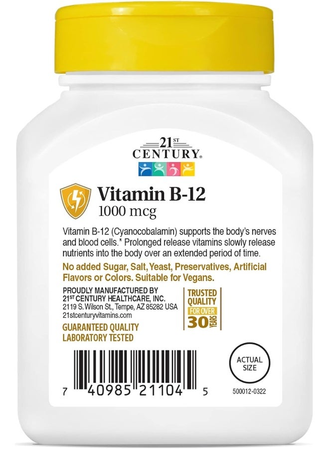 21st Century Prolonged Release B-12 1000 mg Vitamin Supplement - 110 Tablets - Image 4